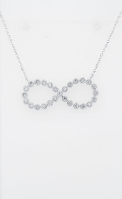 NNI- 14KW 2.80g .25ctw Diamond Milgrain Infinity Pendant 16-18&quot;