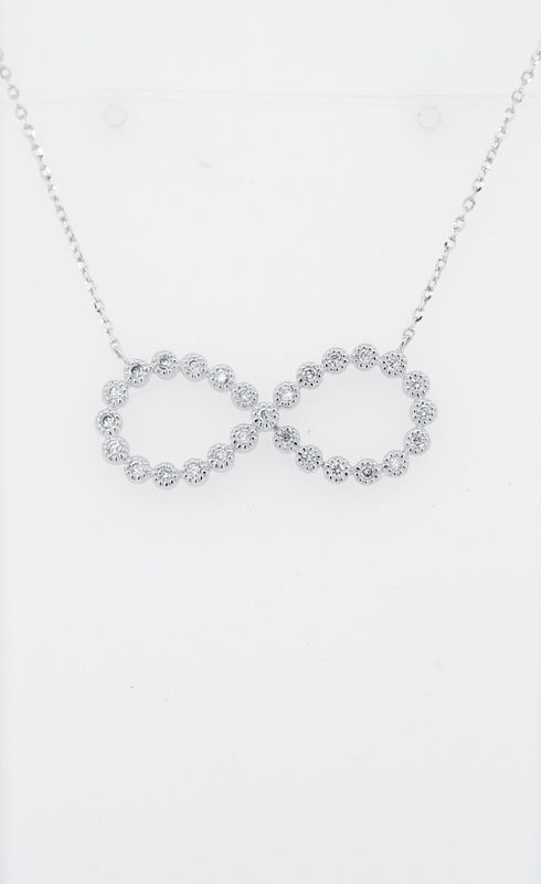 NNI- 14KW 2.80g .25ctw Diamond Milgrain Infinity Pendant 16-18&quot;