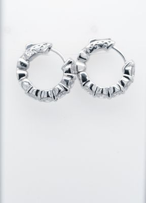 VLET- 14KW 6.51g 2.55ctw Diamond Huggie Hoop Earrings