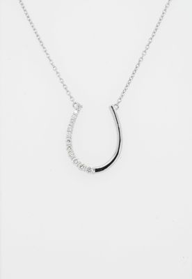 AIE- 16-18&quot; 14KW 1.9g .16ctw Diamond Horseshoe Necklace