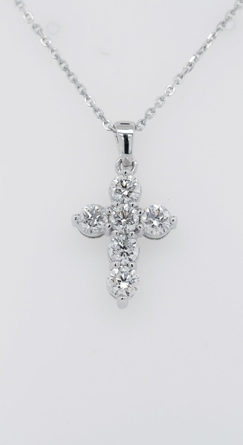 ATAB- 16-18&quot; 14KW/Platinum 8.60g 1.92ctw Diamond Cross Necklace