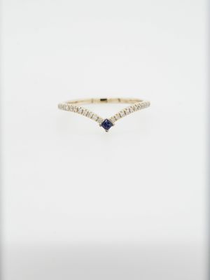 VBT- 14KY 1.4g .21ctw Diamond &amp; Sapphire Stackable V-Band (size 7)
