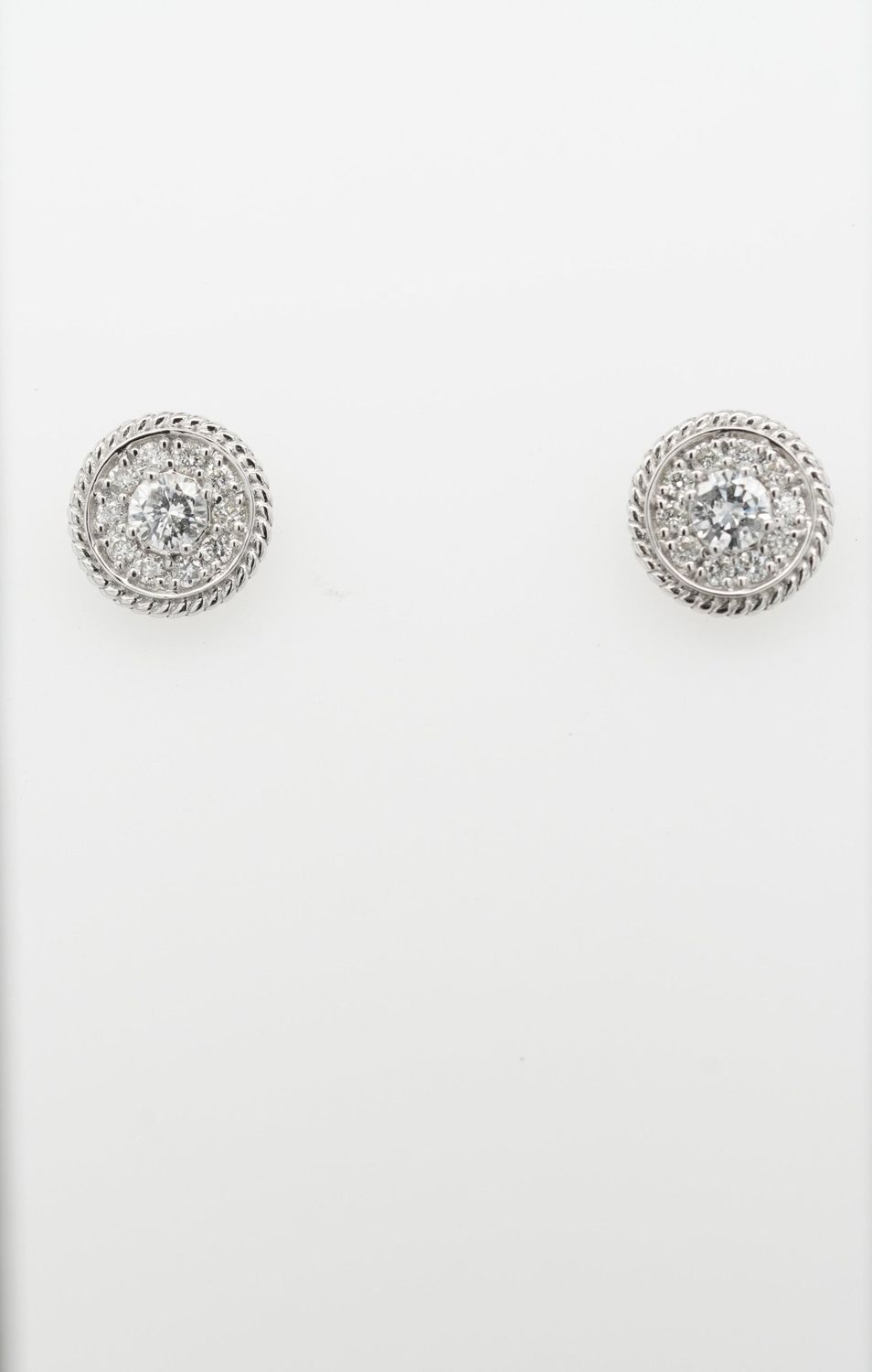 DTI- 14KW 2.60g .60ctw Diamond Halo Stud Earrings