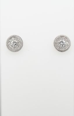 DTI- 14KW 2.60g .60ctw Diamond Halo Stud Earrings