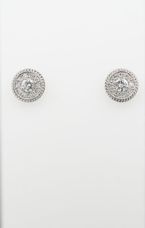 DTI- 14KW 2.60g .60ctw Diamond Halo Stud Earrings