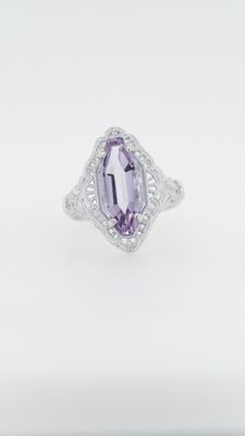 ALE- 14KW 4.44g Trufili Amethyst Fashion Ring (size 7)