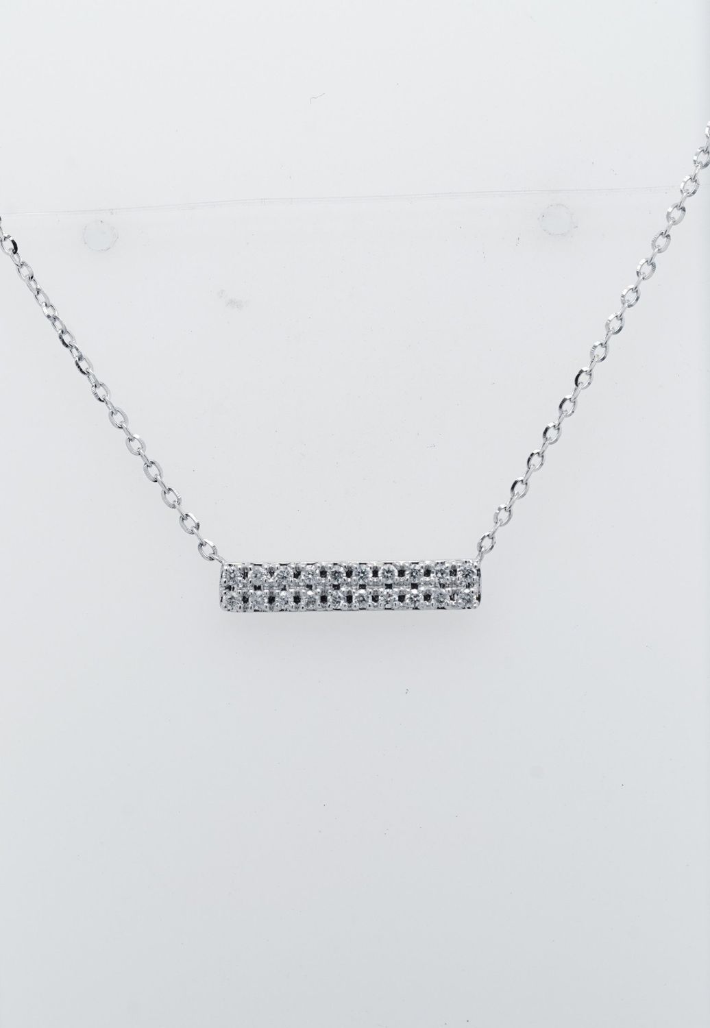 VEE- 14KW 1.50g .11ctw Diamond Bar Pendant 16-18&quot;