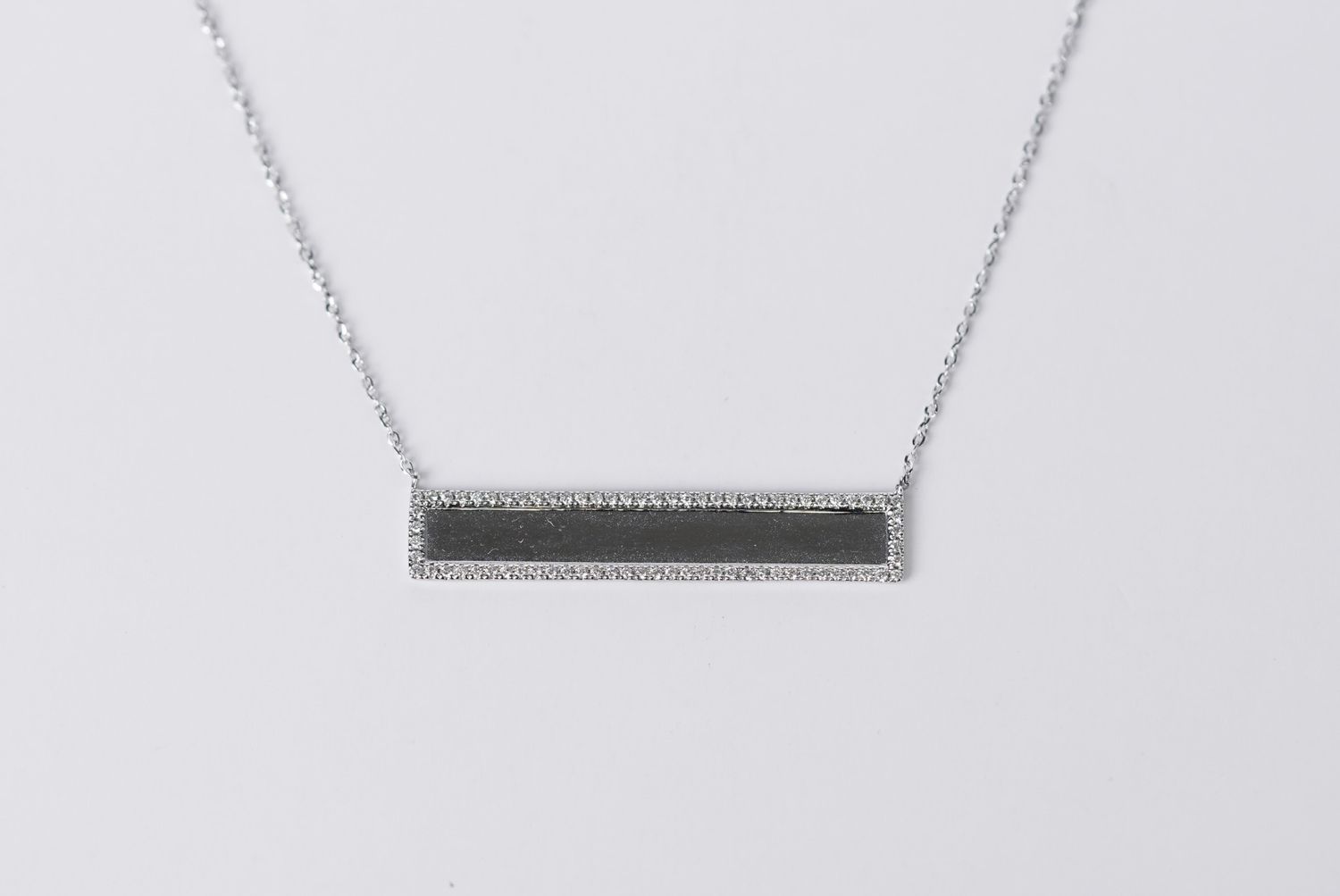 NET- 14KW 3.3g .28ctw Diamond Bar Necklace 16-18&quot;