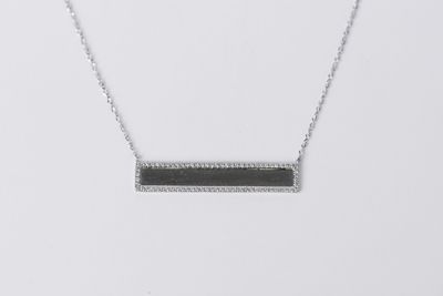 NET- 14KW 3.3g .28ctw Diamond Bar Necklace 16-18&quot;