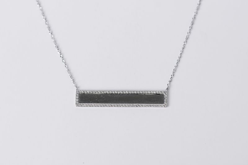 NET- 14KW 3.3g .28ctw Diamond Bar Necklace 16-18&quot;
