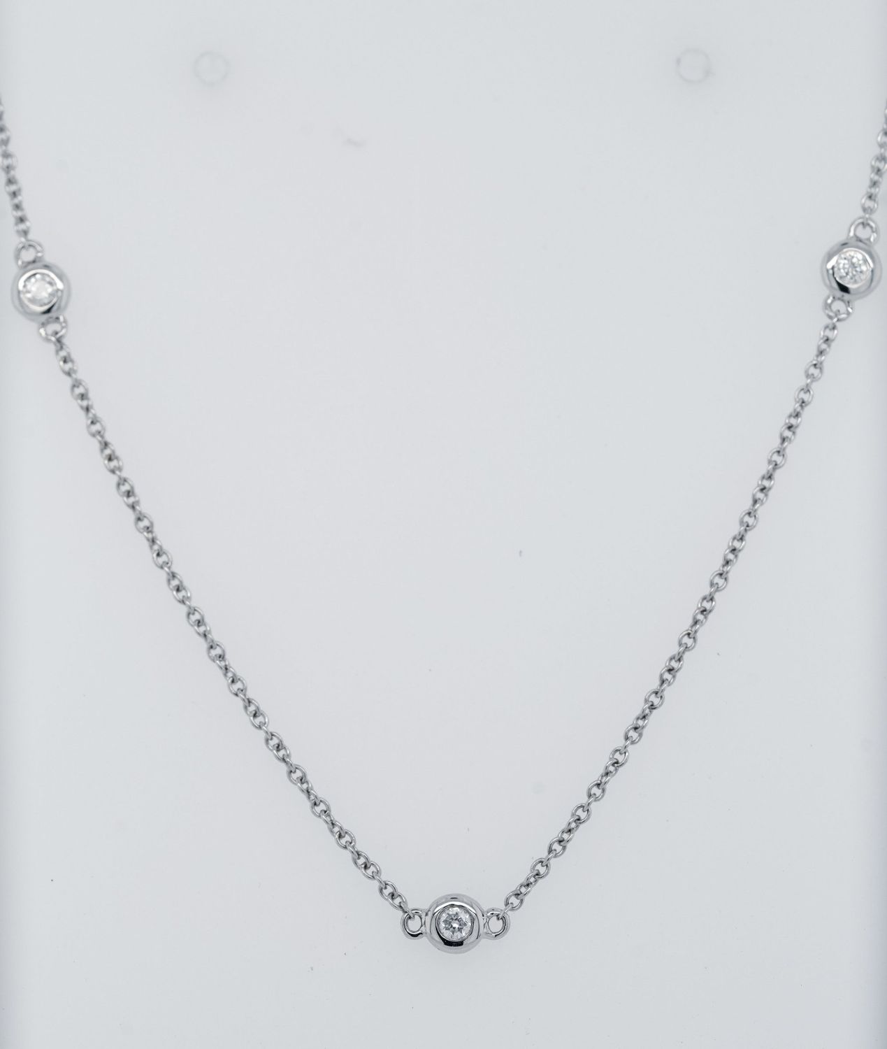 NVA-16-18&quot; 14KW 2.30g .18ctw Diamond By The Yard Necklace