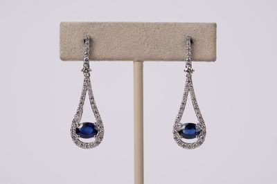 BLL- 14KW 4.74g 2.96ctw Sapphire &amp; Diamond Dangle Earrings