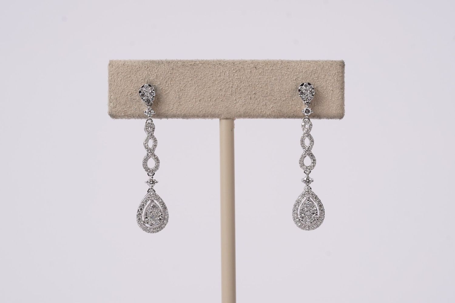 BDI- 18KW 3.45g .56ctw Diamond Pear Shape Dangle Earrings