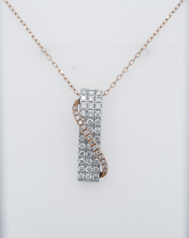 DET- 14KWR 3.3g 1.25ctw Diamond Fashion Pendant 20&quot;