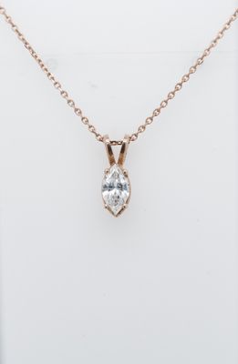 VAET- 14KR 2.53g .77ct F/VS2 Marquise Diamond Solitaire Pendant 18&quot;