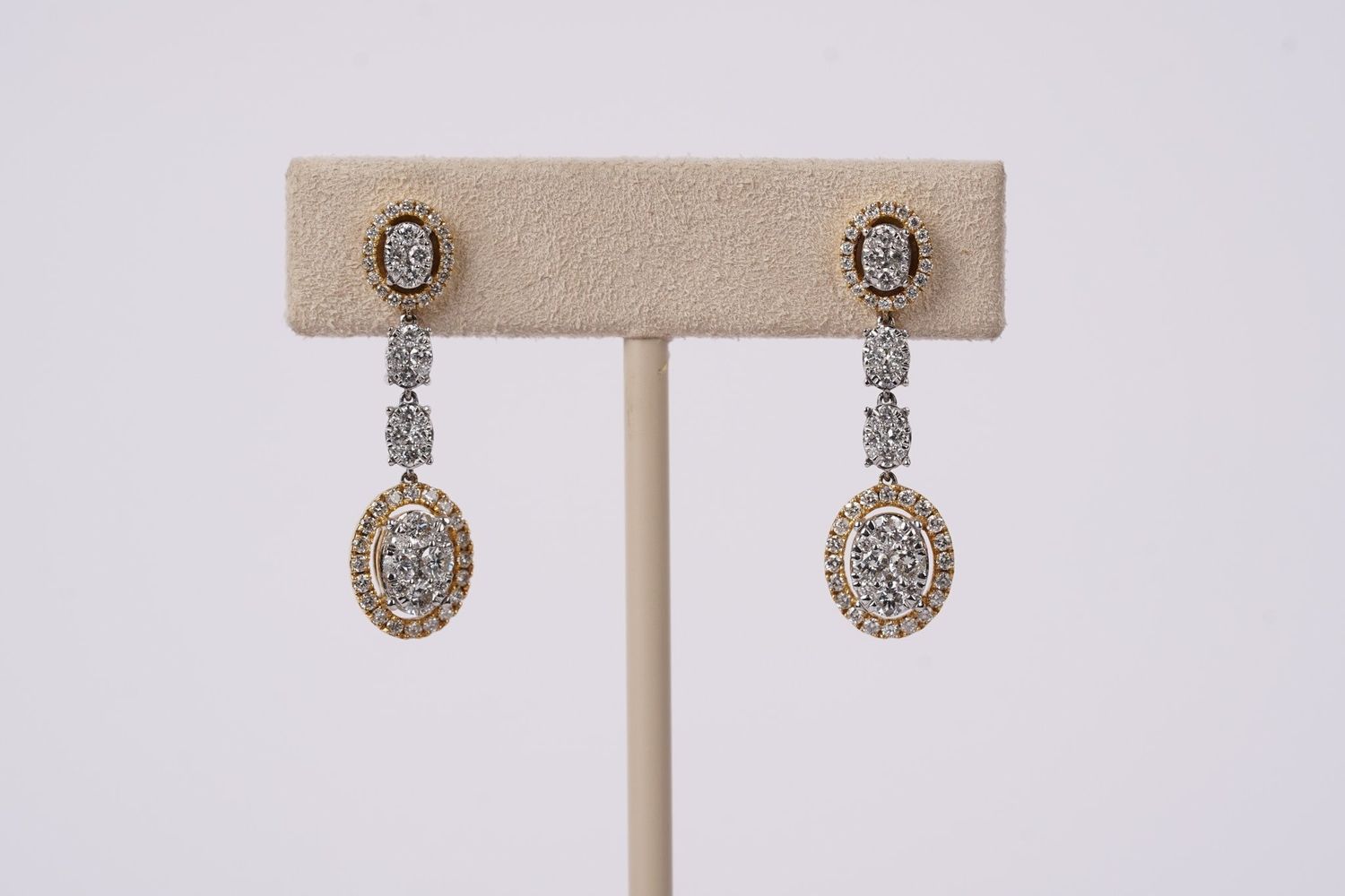 IRN- 14KWY 5.3g 1.30ctw Diamond Drop Halo Earrings