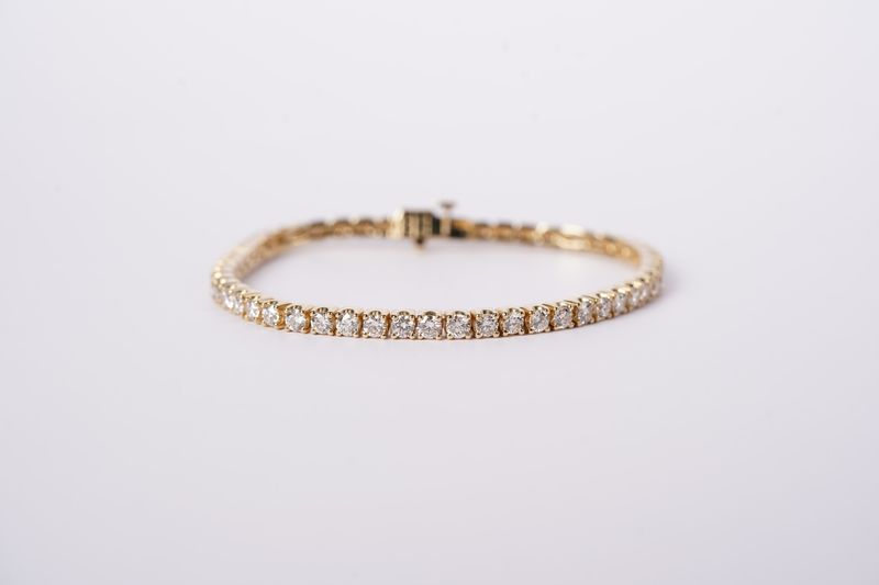 DTPT- 14KY 16.78g 5.94ctw H-J/SI1 Round Diamond Tennis Bracelet 7&quot;