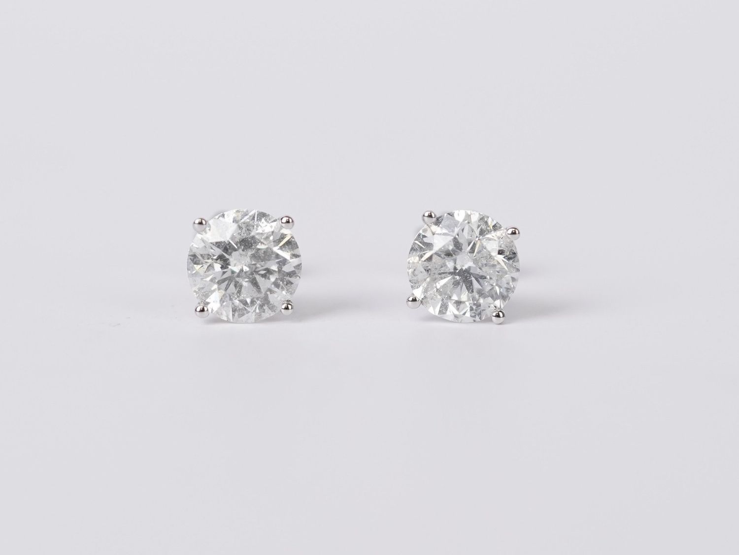 VVEET- 14KW 1.91g 4.12ctw F-G/I1 Round Diamond Stud Earrings