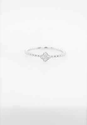 VAD- 14KW 1.54g .08ctw Diamond Beaded Clover Ring (size 7)