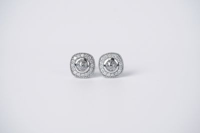 LETX- 14KW 2.58g 1.19ctw (.77ctrs) Crown of Light Diamond Halo Stud Earrings