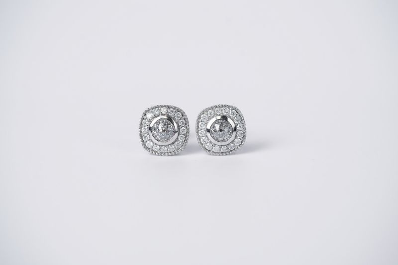 LETX- 14KW 2.58g 1.19ctw (.77ctrs) Crown of Light Diamond Halo Stud Earrings