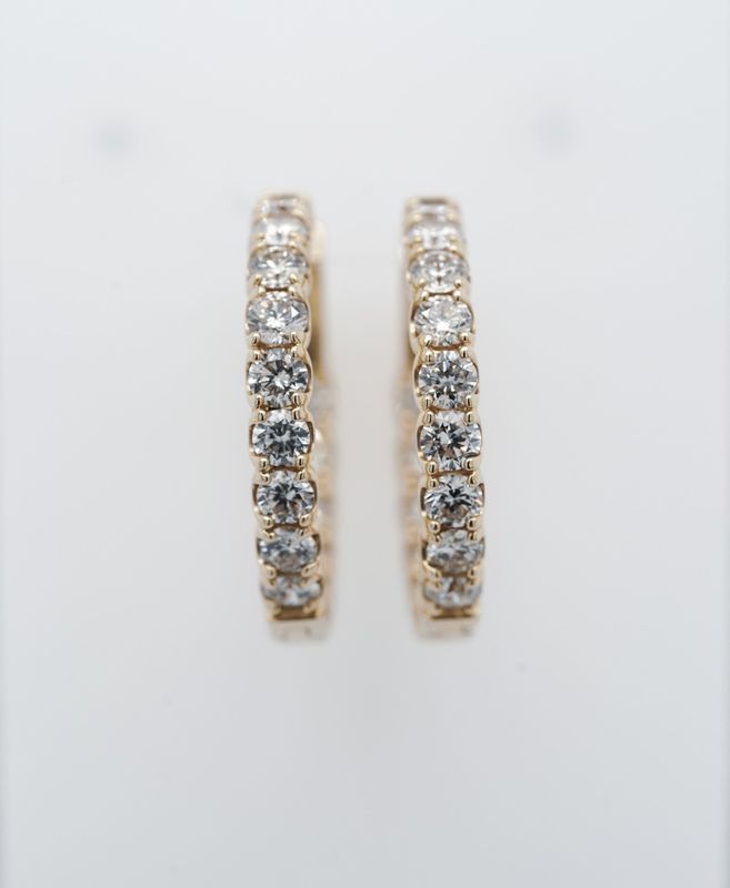 ANTT- 14KY 7.71g 3.50ctw Diamond Inside/Out Hoop Earrings