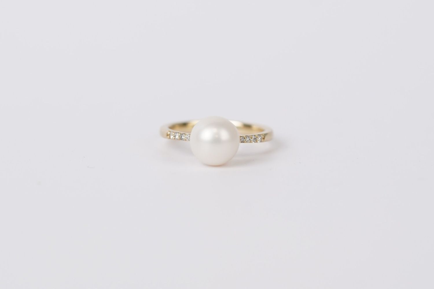 VBD- 14KY 3.10g 9mm .04ctw Diamond &amp; Pearl Fashion Ring (size 7)