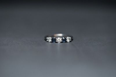 EETX- 14KW 2.39g .70ctw Diamond &amp; Sapphire Stackable Ring (size 7)
