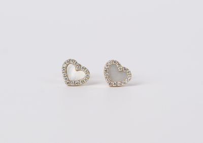 ANI- 14KY 1.30g .54ctw MOP &amp; Diamond Halo Stud Earrings