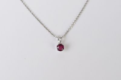 AVT- 14KW 2.24g .33ct Ruby Solitaire Pendant 16-18&quot;