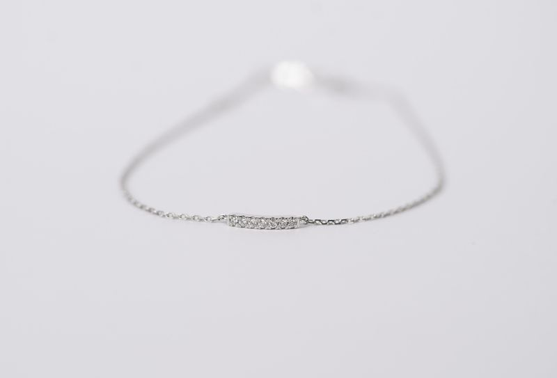 VTT- 14KW .90ctw .07ctw Diamond Bar Bracelet 7.5&quot;