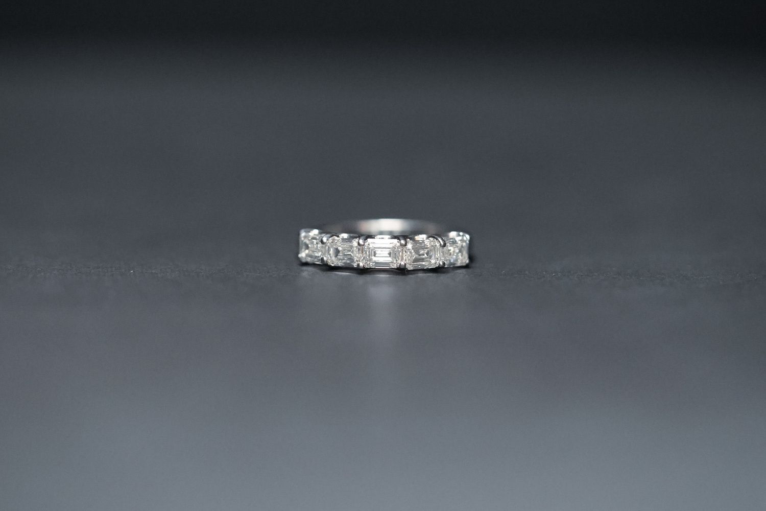 AVVT- 14KW 3.00g 1.50ctw G/VS1 GIA Emerald Diamond Band (size 6)