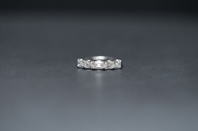 AVVT- 14KW 3.00g 1.50ctw G/VS1 GIA Emerald Diamond Band (size 6)