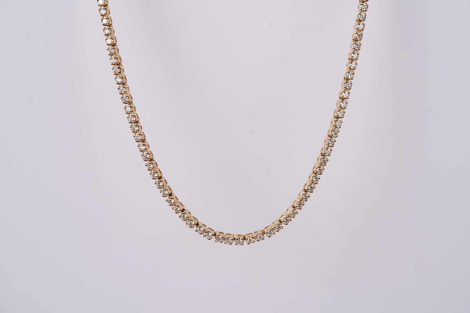 ADTT- 14KY 11.67g 2.19ctw Diamond Half Tennis Necklace 15-17&quot;