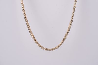 ADTT- 14KY 11.67g 2.19ctw Diamond Half Tennis Necklace 15-17&quot;