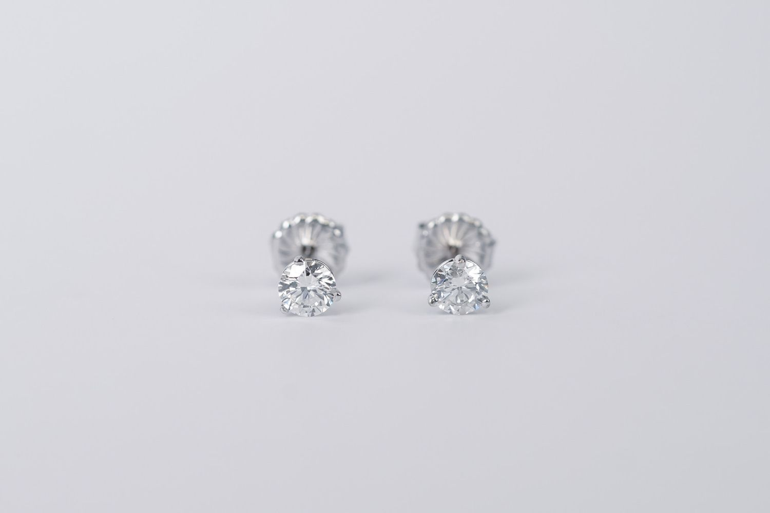 LTTX- 14KW .96ctw G-H/I1 Round Diamond Solitaire Stud Earrings