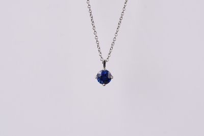 VAE- Platinum 3.13g .60ct Sapphire Solitaire Pendant 18&quot;