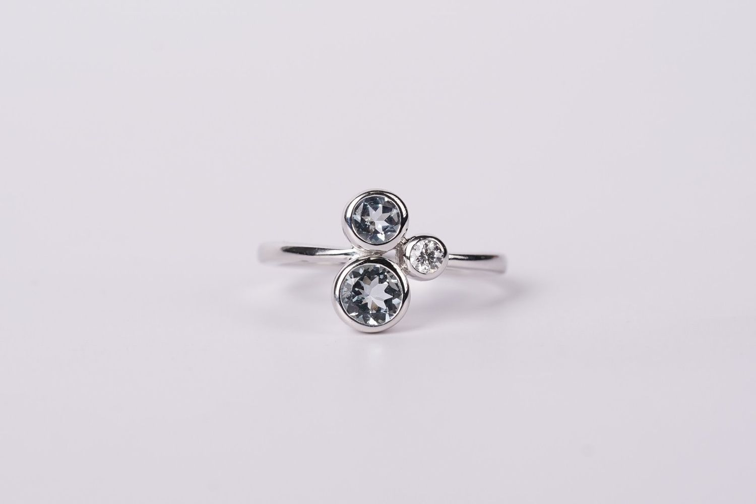 DETX- 14KW 3.05g .93ctw Aquamarine &amp; Diamond Bezel Fashion Ring (size 7)