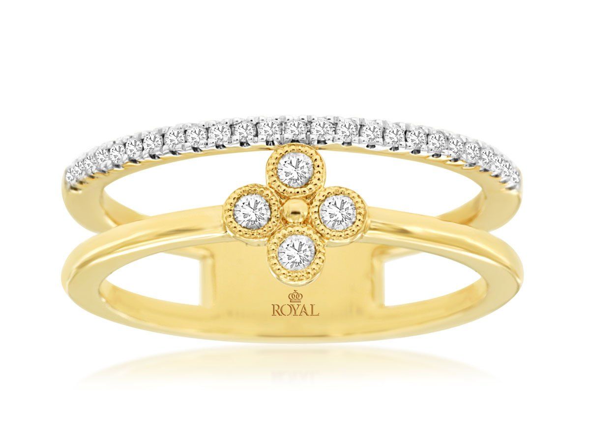 EETX- 14KY 3.70g .20ctw Diamond Double Band Fashion Ring (size 7)