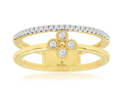 EETX- 14KY 3.70g .20ctw Diamond Double Band Fashion Ring (size 7)