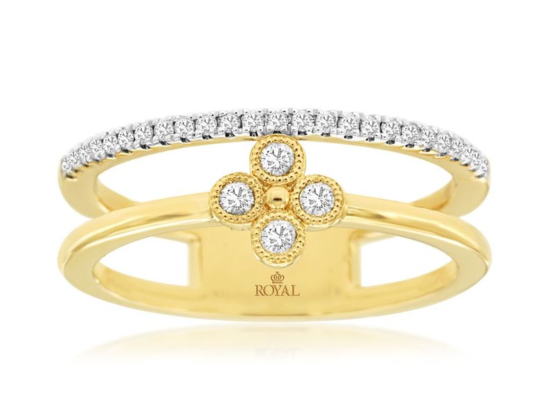 EETX- 14KY 3.70g .20ctw Diamond Double Band Fashion Ring (size 7)
