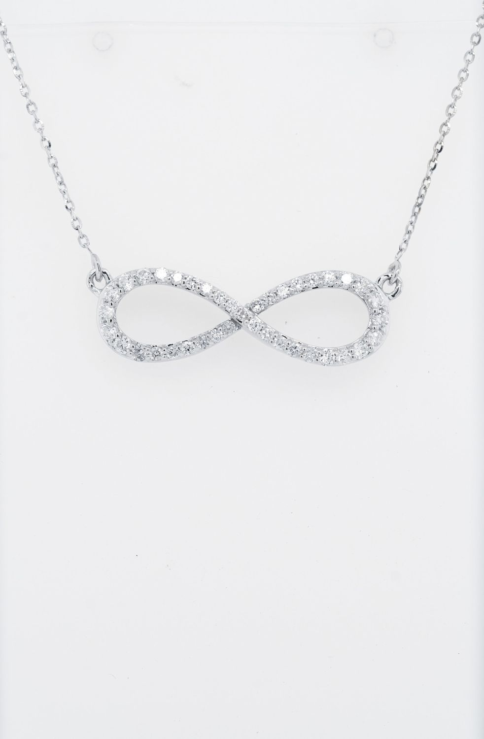 DBE- 14KW 3.00g .50ctw Diamond Infinity Necklace 16-18&quot;