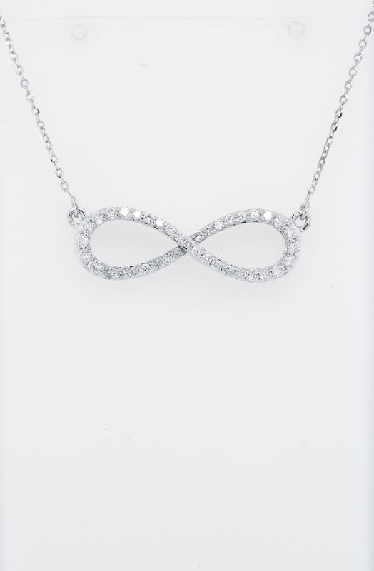 DBE- 14KW 3.00g .50ctw Diamond Infinity Necklace 16-18&quot;