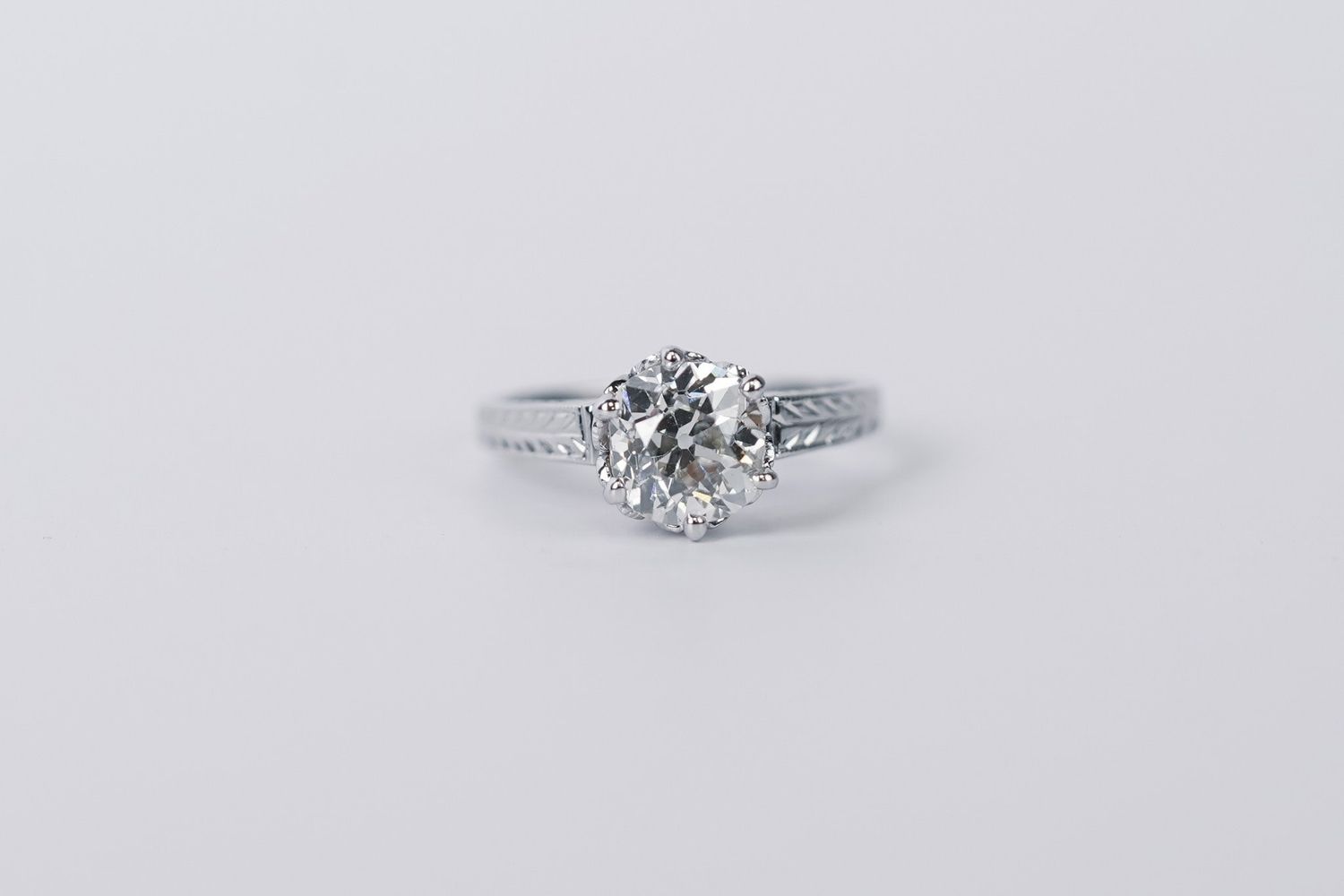 VEET- 14KW 2.69g 1.38ct K/SI2 Mine Cut Diamond Vintage Ring (size 4.75)