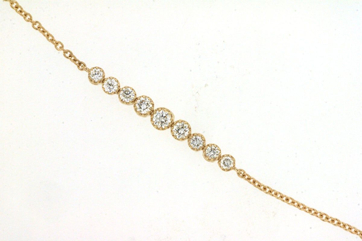 NBR- 14KY 1.42g .28ctw Diamond Bezel Milgrain Bracelet 6.5-7&quot;