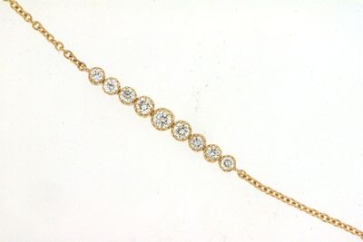NBR- 14KY 1.42g .28ctw Diamond Bezel Milgrain Bracelet 6.5-7&quot;