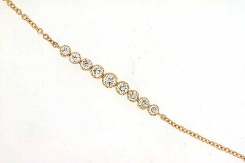 NBR- 14KY 1.42g .28ctw Diamond Bezel Milgrain Bracelet 6.5-7&quot;