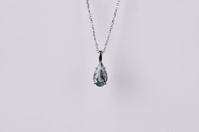 ETTX- 14KW 2.57g 1.53ct Sapphire Solitaire Pendant 16-18&quot;