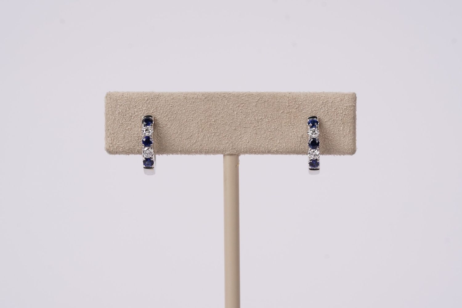 NAR- 14KW 1.80g .35ctw Sapphire &amp; Diamond Huggie Hoop Earrings