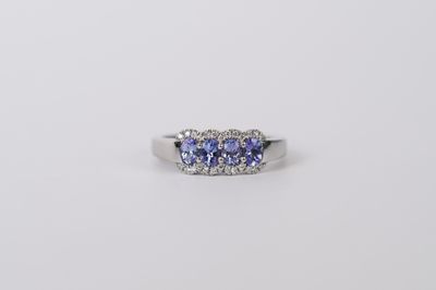 VBE- 18KW 4.48g 1.10ctw Tanzanite &amp; Diamond Fashion Ring (size 7)